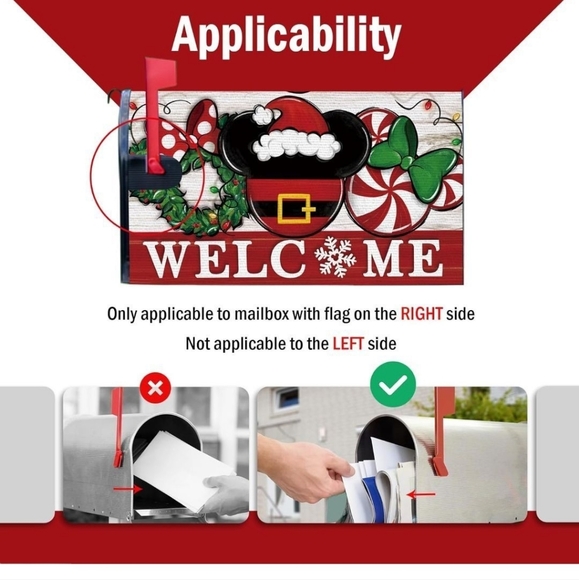 Mickey / Minnie Mouse 'Welcome'  Christmas Holiday Magnetic Mailbox Cover  NEW - Picture 5 of 8
